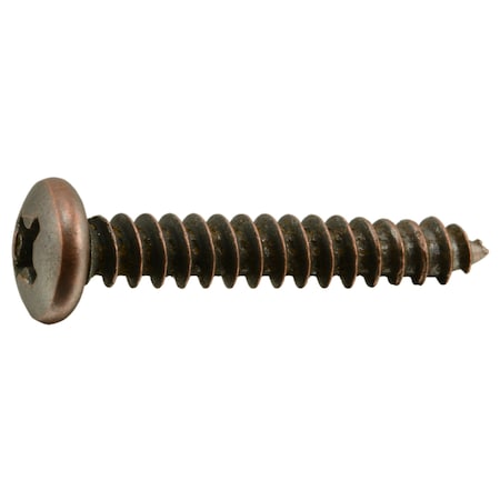 Midwest Fastener Sheet Metal Screw, #8 x 1 in, Bronze Plated Steel Pan Head Phillips Drive, 35 PK 35948